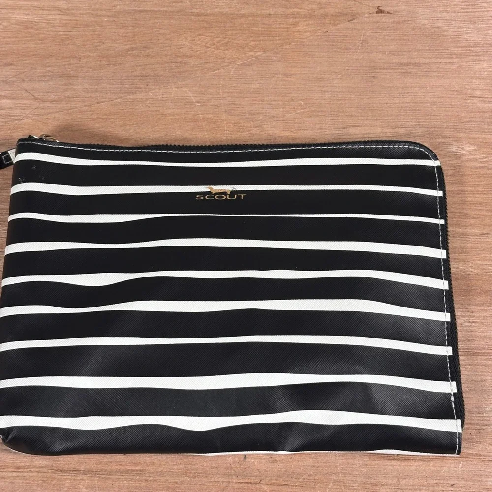 Scout Black White Striped Zipper Pouch Travel Cosmetic Bag Organizer Pockets